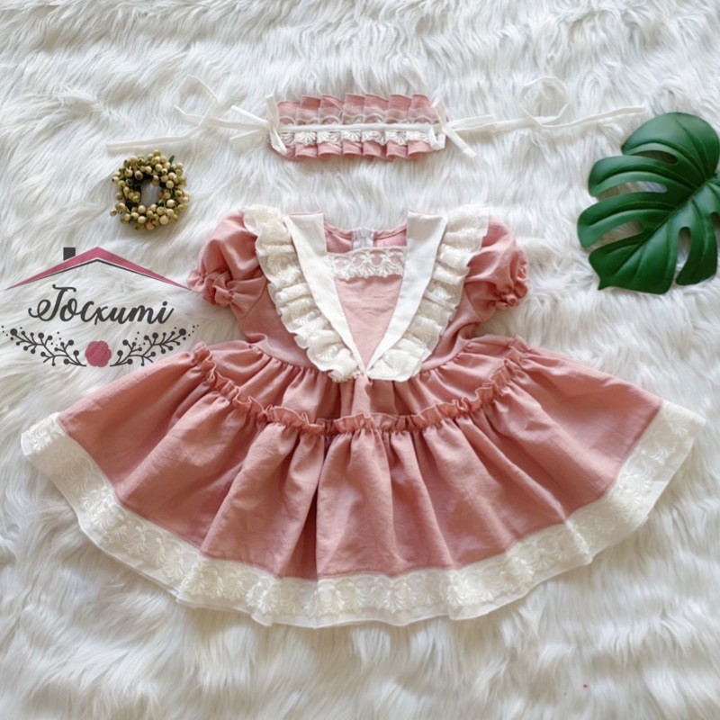 [TẶNG BĂNG ĐÔ] VÁY BÚP BÊ HỒNG PASTEL VIỀN REN TRẮNG DỊU NGỌT CỰC XOÈ [THIẾT KẾ]