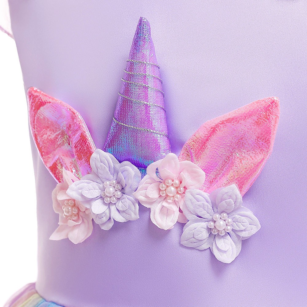 Đầm hóa trang tiệc sinh nhật / giáng sinh / Halloween họa tiết kỳ lân hoạt hình dễ thương cho bé gái