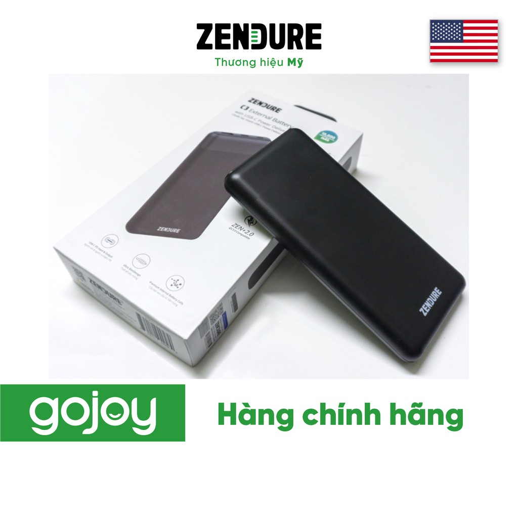 Pin sạc dự phòng 10.000mAh 18W + QC 3.0 typeC ZENDURE ZDJP221-b