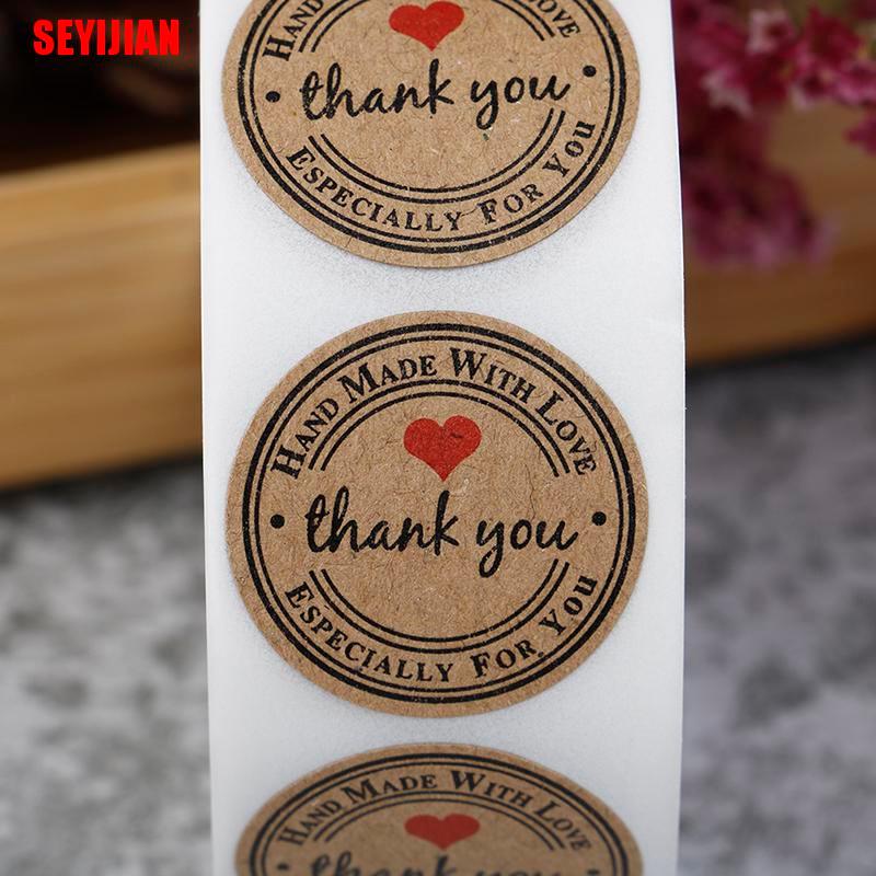 Set 500 Miếng Dán Tròn In Chữ Thank You Trang Trí Quà Tặng