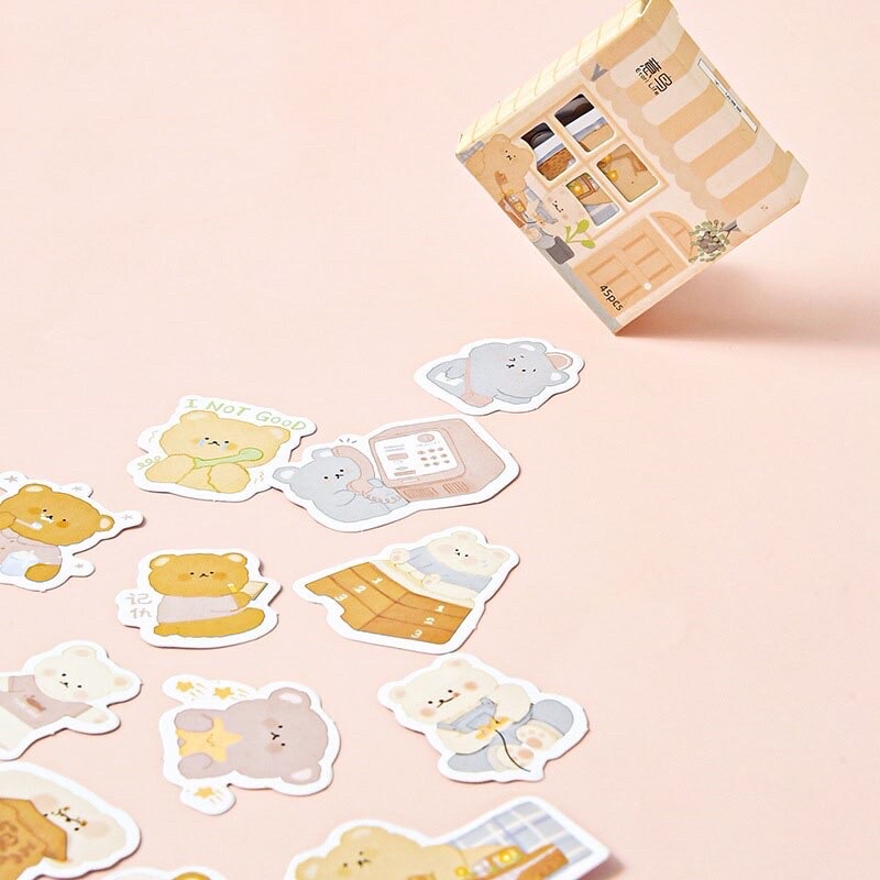 Hộp sticker 45 miếng trang trí sổ hàn quốc cute - VPP THIÊN ÁI