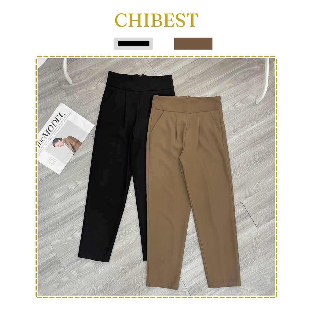Quần baggy nữ công sở cạp V quần dài cạp không chun vải tuyết mưa lưng cao CHIBEST YQB85