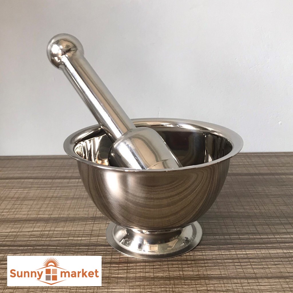 Bộ chày cối inox cao cấp đường kính 14 cm, inox sáng dễ vệ sinh