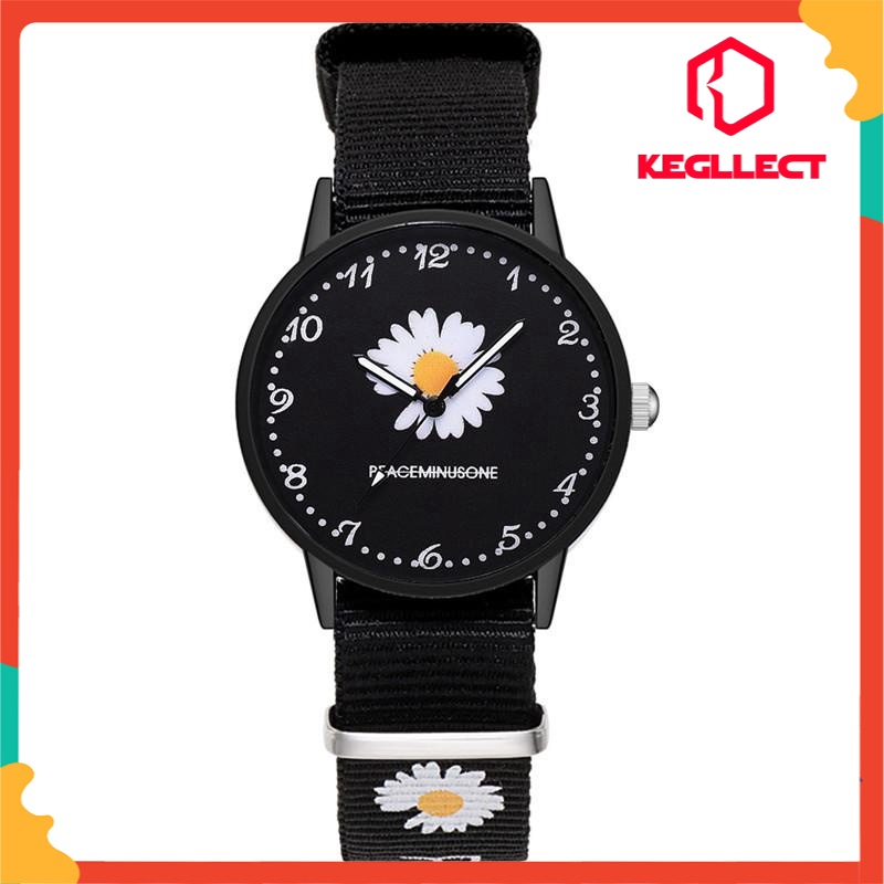 Kegllect Đồng hồ đeo tay  bộ máy thạch anh họa tiết hoa cúc nhỏ thời trang dành cho nữ