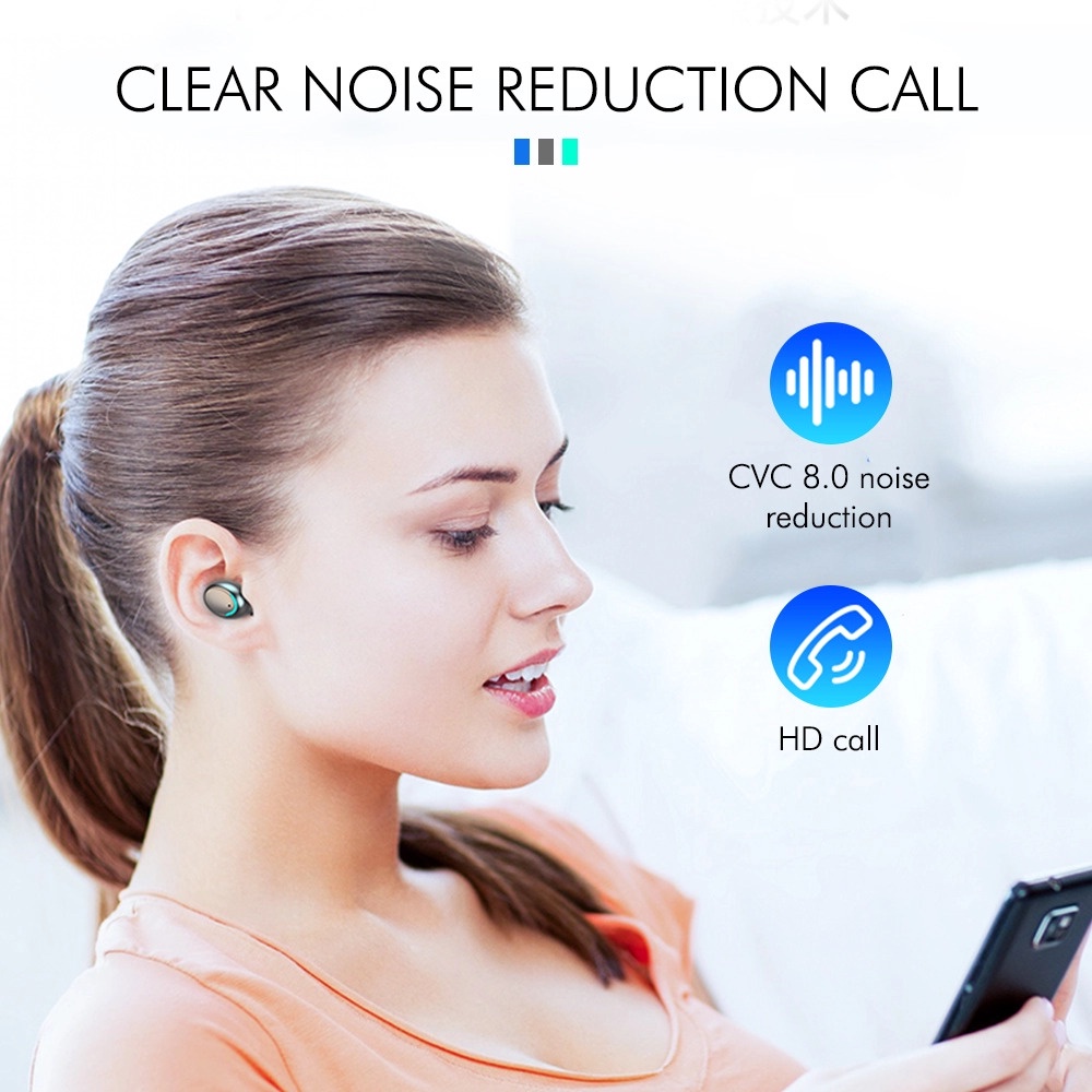 Tai nghe bluetooth AMOI F9 TWS 5.0 bản Quốc tế không dây cảm ứng chống nước IPX5, chống ồn tích hợp sạc dự phòng 2500mAh