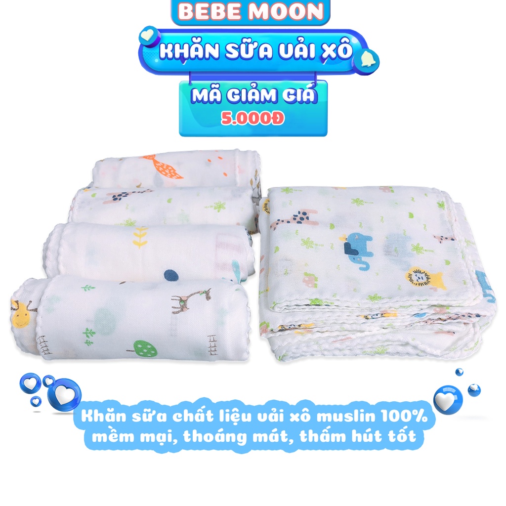 Khăn Sữa Vải Xô Muslin 100% Cho bé, Mềm mại êm ái - thấm hút tốt