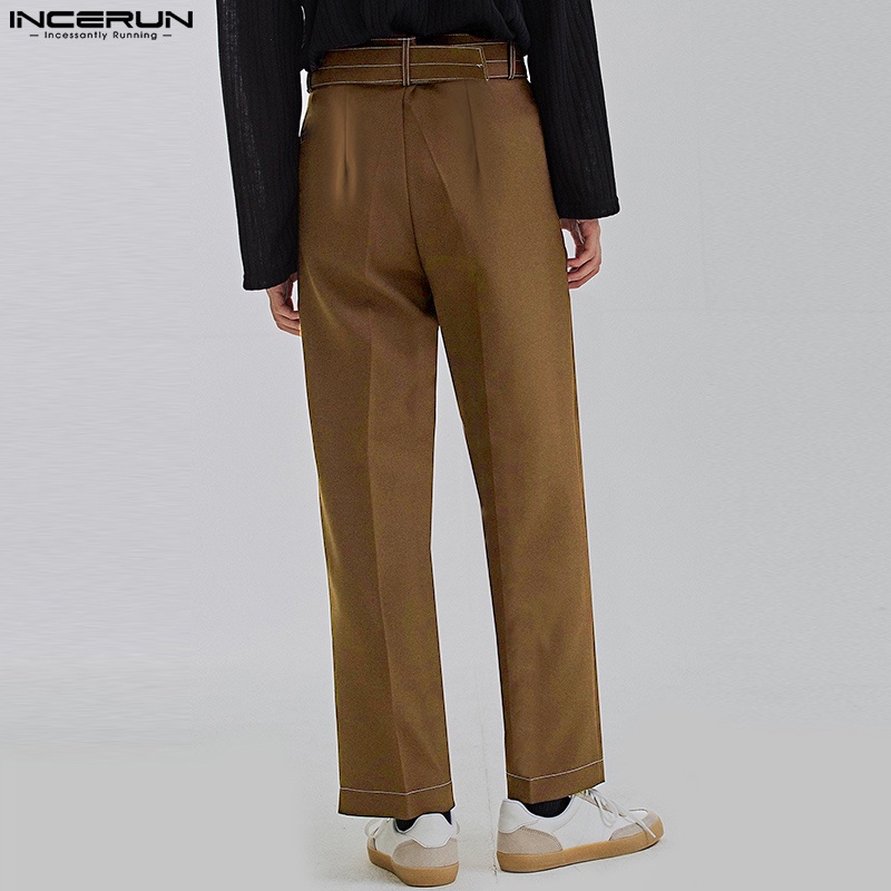 Quần dài Incerun cạp cao ống rộng có túi hộp cá tính cho nam