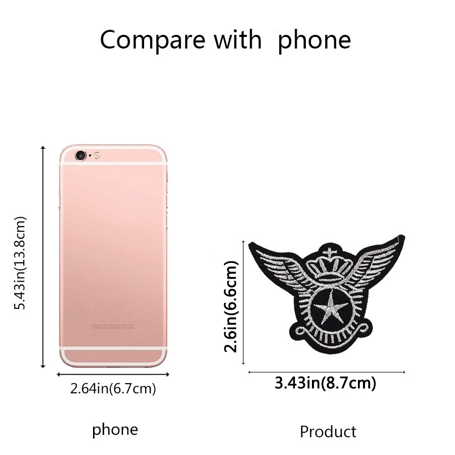 1 Miếng Vá Quần Áo Thêu Hình Trắng Đen diy