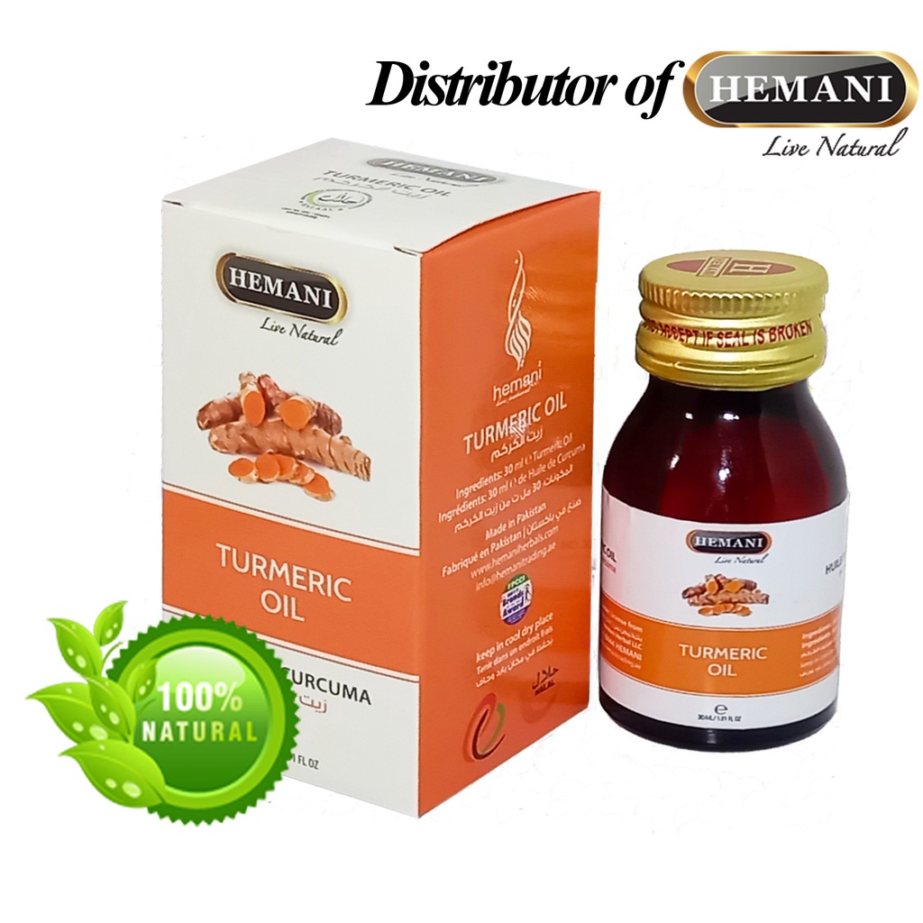 Tinh dầu nghệ Hemani Turmeric Oil 30 ml, giúp dưỡng làm sáng da và ngăn ngừa mụn