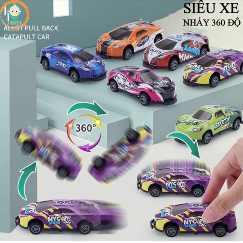 Ô tô đồ chơi trẻ em cho bé trai bé gái lật nhảy 360 độ giúp phát triển trí tuệ JUMICO OTL