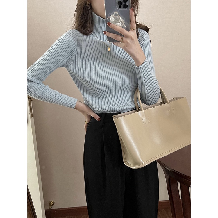 Áo len cổ lọ nữ Áo cổ cao giữ ấm Hàn Quốc Thu Đông Ulzzang