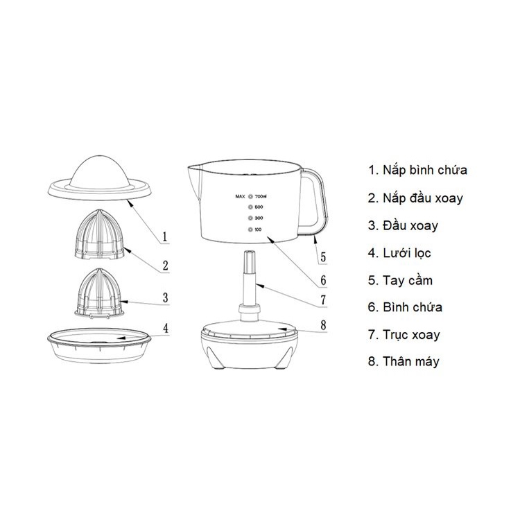 [Có Video] Máy vắt cam Lock&amp;Lock EJJ231 40W 0.7L (Trắng)