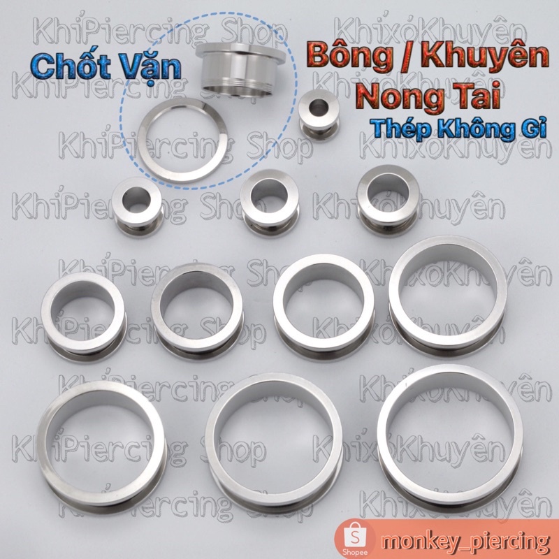 Khuyên nong tai bằng thép y tế 316L có các size từ 6mm-30mm ( giá bán là 1 chiếc )