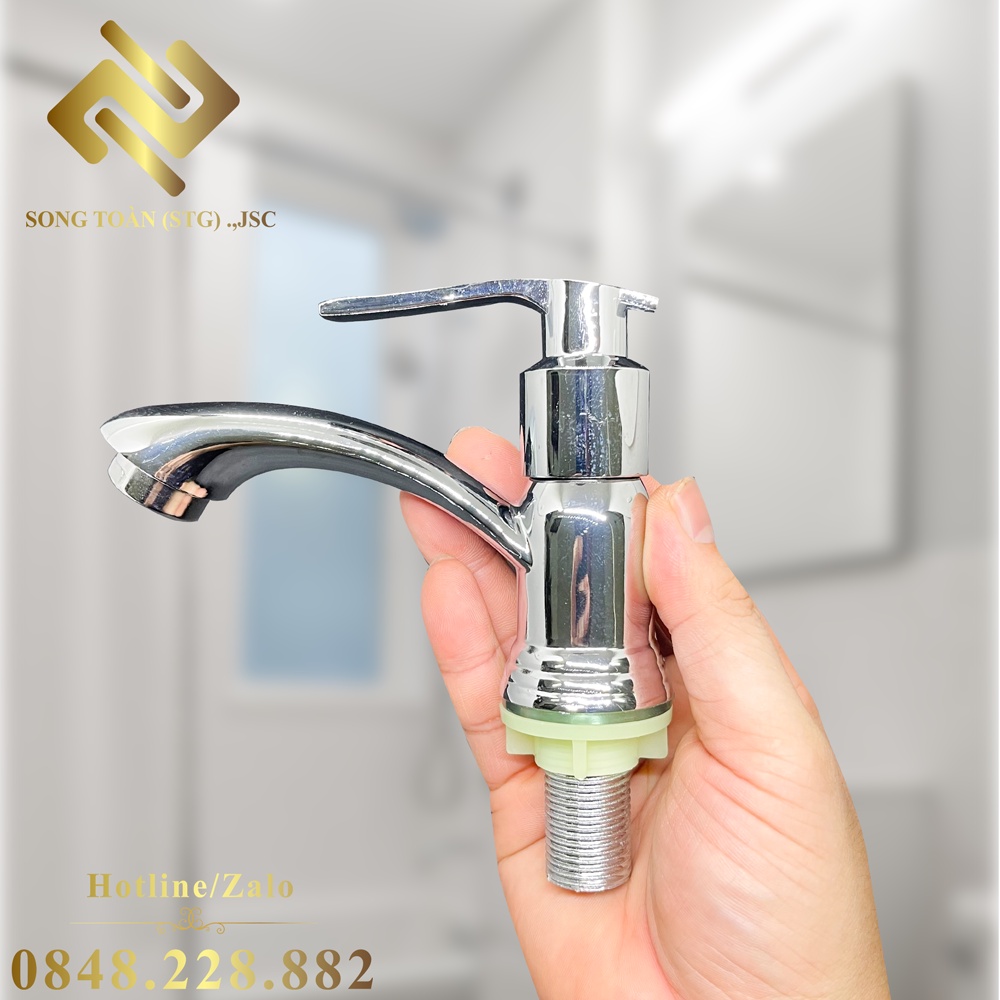 [VÒI RỬA MẶT] Vòi lavabo nước lạnh tay thân ATIMON Crome bóng kiểu dáng sang trọng tăng áp lực nước bảo hành