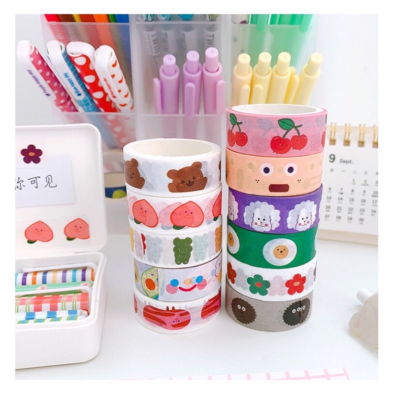 Băng Dán Washi Tape Họa Tiết Đáng Yêu Trang Trí Sổ Tay, Tập Vở...Ins Giasico