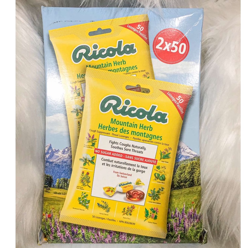 Kẹo thảo mộc Ricola No Sugar Added ( 50 viên / bịch )