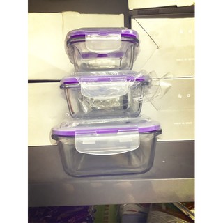 Hộp cơm giữ nhiệt thủy tinh 3 hộp (320-520-800)ml, kèm túi giữ nhiệt.