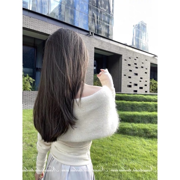 ÁO LEN MỎNG TRỄ VAI XOẮN NƠ CÁCH ĐIỆU PHONG CÁCH HÀN QUỐC