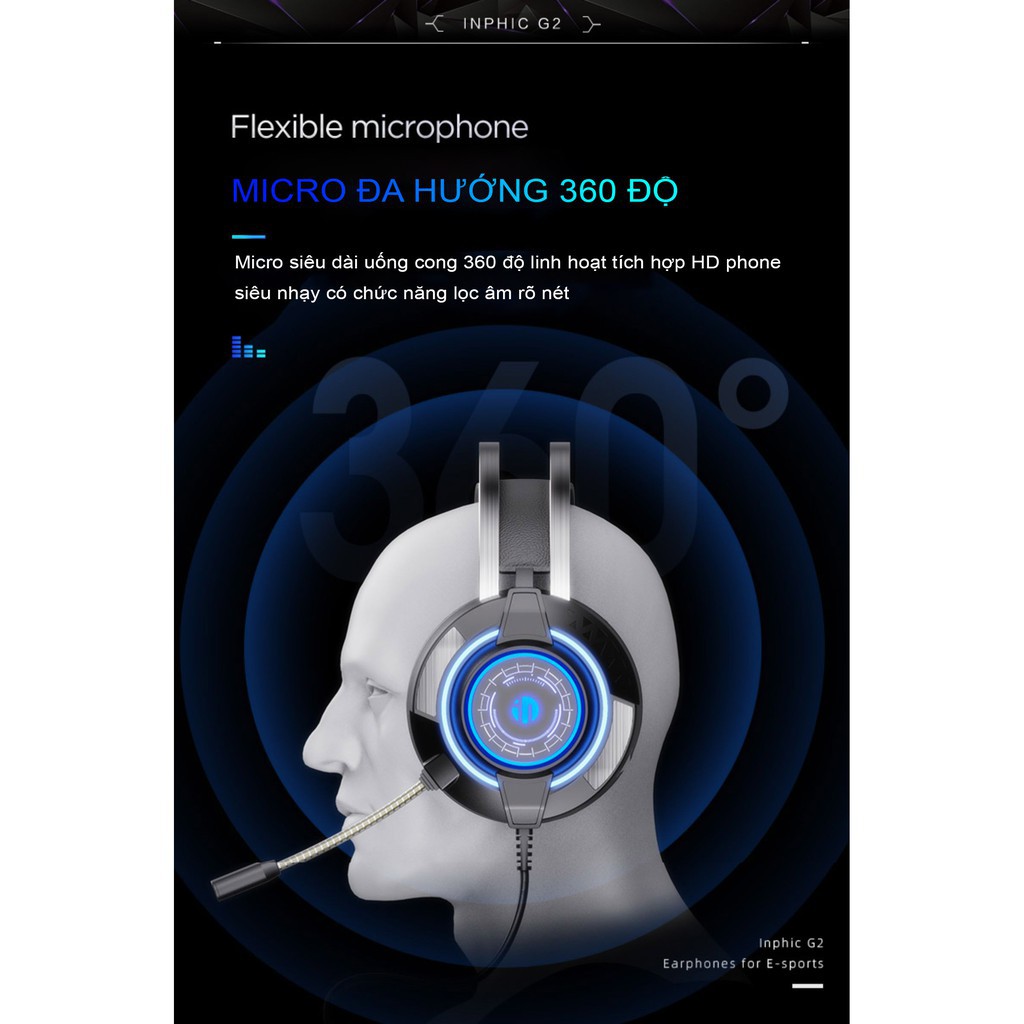 HÀNG CAO CẤP -  Tai nghe headphone gaming 7.1 ARINFA Inphic G2H - Âm siêu trầm sống động nhẹ dẻo cho game thủ chuyên ngh