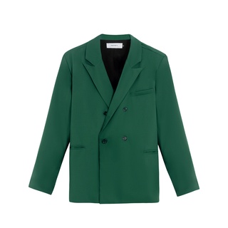 Áo Blazer, Vest Xanh Lá 2 hàng nút, vạt đắp chéo, form rộng - Double Breasted Green Blazer