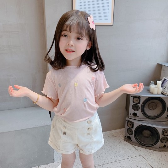 [Q005] Quần short trắng 3 cúc bé gái sz 90-140