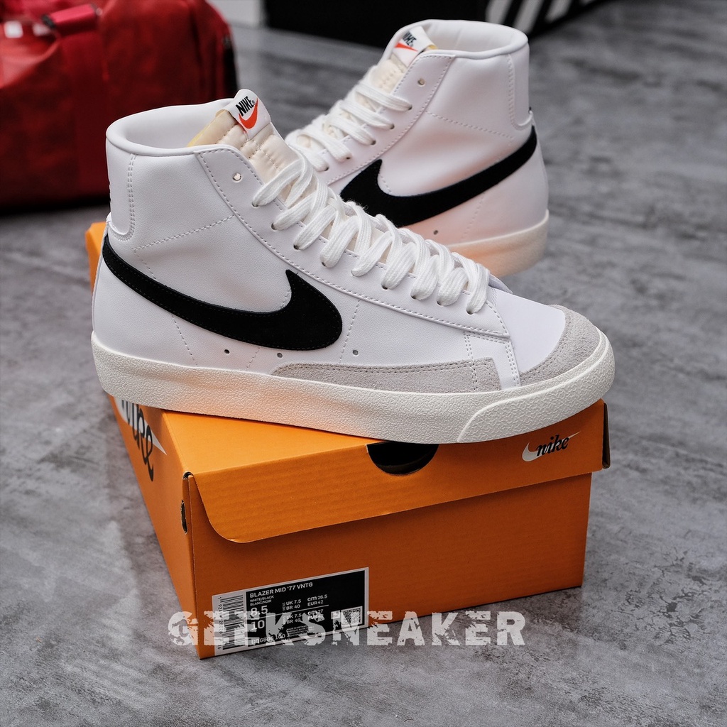 BEST QUALITY - Giày Sneaker Cổ Cao Blazer Mid 77 " Vintage " White/Black [BQ6806 100]