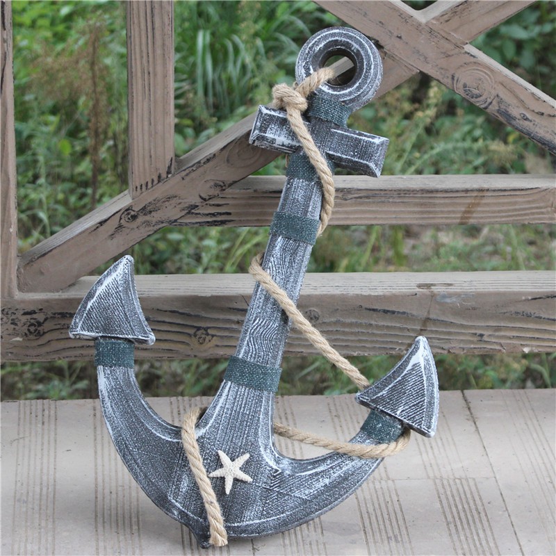 Mỏ neo trang trí mẫu gỗ xám 60cm - Decor đồ trang trí theo phong cách biển Địa Trung Hải