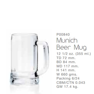 Bộ 6 Cốc Bia Ocean 0840 (355ml)