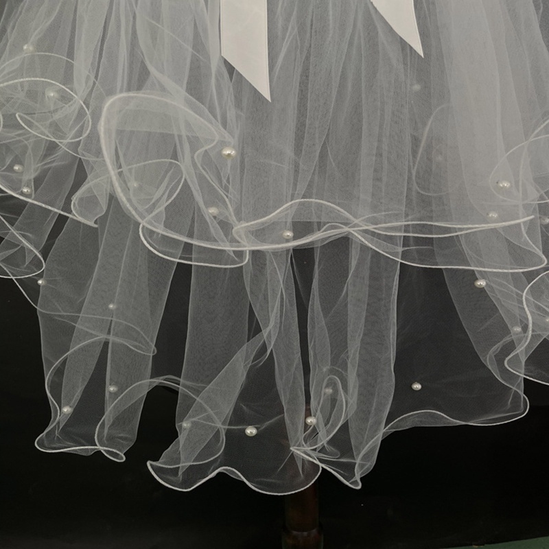 Mạng Che Mặt 2 Tầng Bằng Vải Tuyn Đơn Giản Cho Cô Dâu