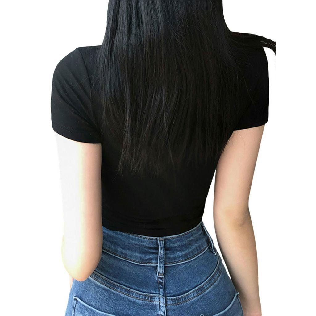 Áo Thun Nữ Ngắn Tay Cổ Tròn In Chữ