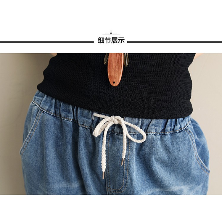 Q228 Quần bigsize quần jeans big size lưng thun phối rách bụi bụi dễ thương hiện đại