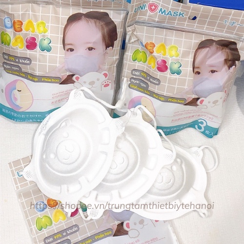 Set 3 chiếc khẩu trang gấu 3D UNI MASK cho bé 0-3 tuổi - Khẩu trang cho bé sơ sinh kháng khuẩn - TIÊU CHUẨN NHẬT BẢN