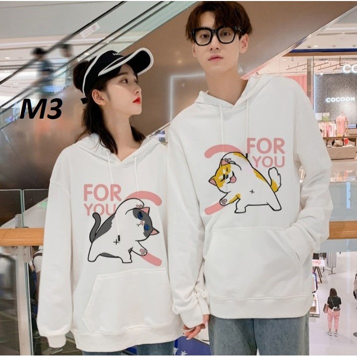 Các mẫu áo hoodie đôi hoạt hình chất nỉ bông dày siêu ấm cho các bạn đi dạo phố, hẹn hò, đi du lịch.