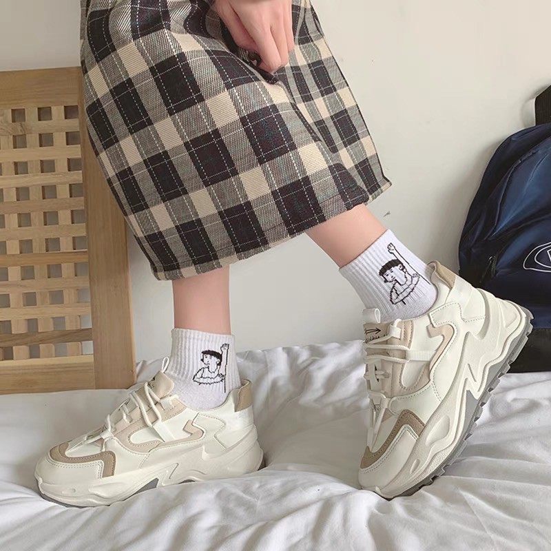 Giày thể thao nữ độn đế cao 5p, Giày sneaker nữ đế cao thời trang mã 001 hot trend 2022