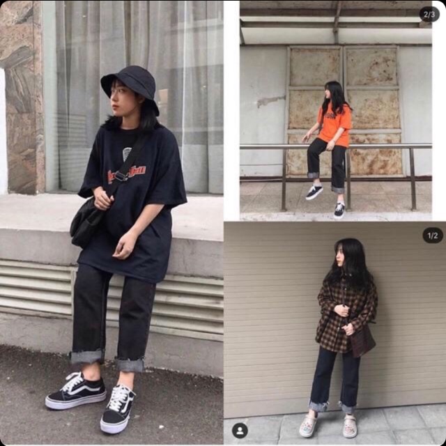 jeans đen suông