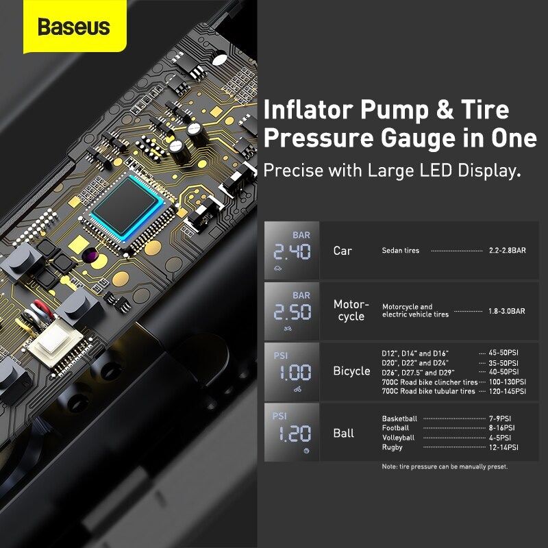 Baseus -BaseusMall VN Máy bơm lốp xe thế hệ mới Baseus Super Mini Inflator Pump