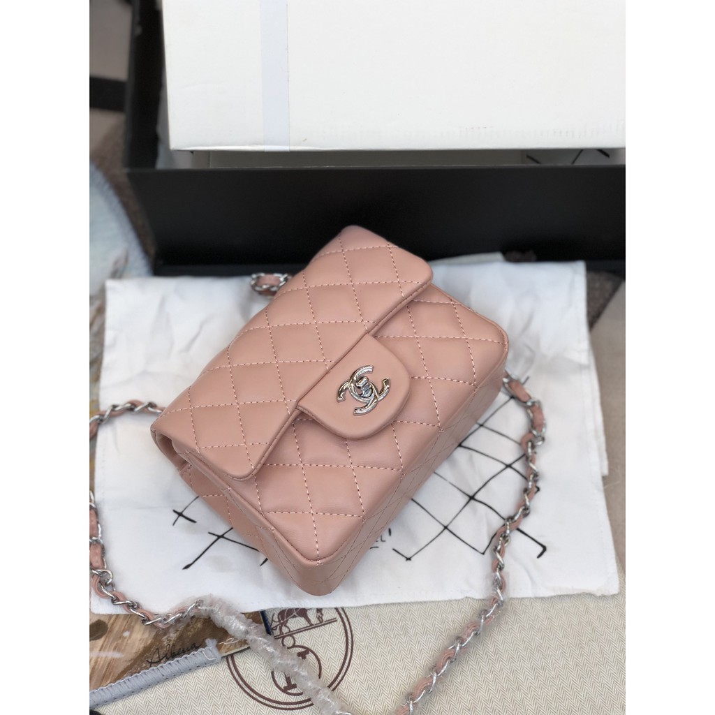 Túi Classic super da lì size 18cm màu hồng