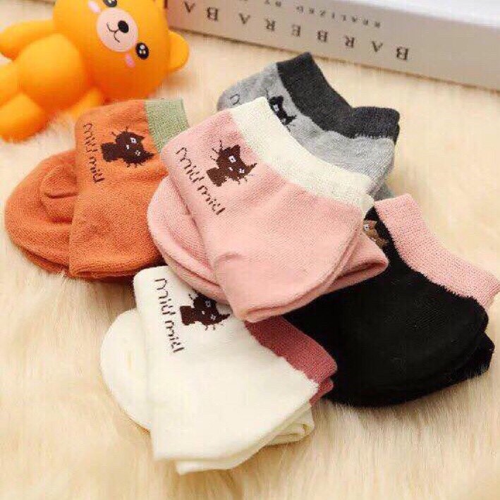 Combo 2 đôi tất cổ ngắn hình mèo nhỏ