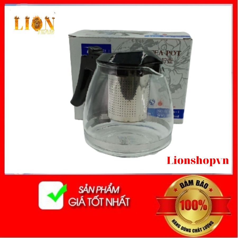 Bình Pha Trà Thủy Tinh Có Lõi Lọc Inox Dung Tích 900ml