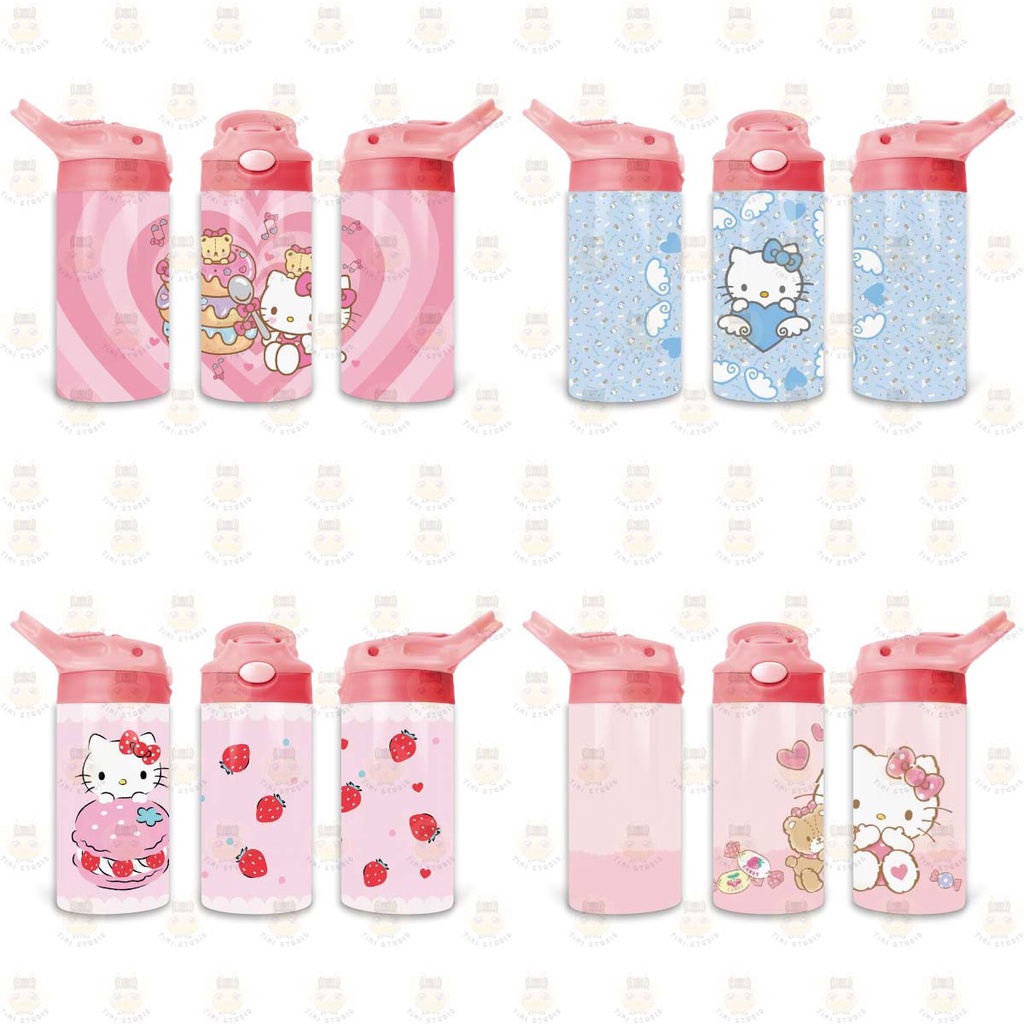 Bình Uống Nước Giữ Nhiệt Cho Bé Có Ống Hút Hình Hello Kitty - Tỉ Mỉ Studio - Mã 1407KT02