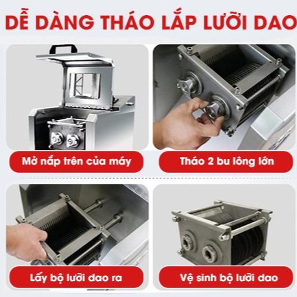 Máy Thái Thịt Công Nghiệp HD105 Thay Được Dao Máy Cắt Thịt Tươi Sống Công Suất 2.2kw Inox Cỡ Dao 2.0-2.5-3.8-5.0-7-10mm