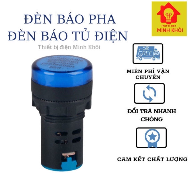 Đèn báo pha, đèn báo nguồn phi 22 loại tốt 220v, đèn báo tủ điện