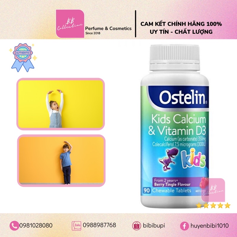 Canxi Ostelin Vitamin D3 - Ostelin Kids Calcium bổ xung canxi D3