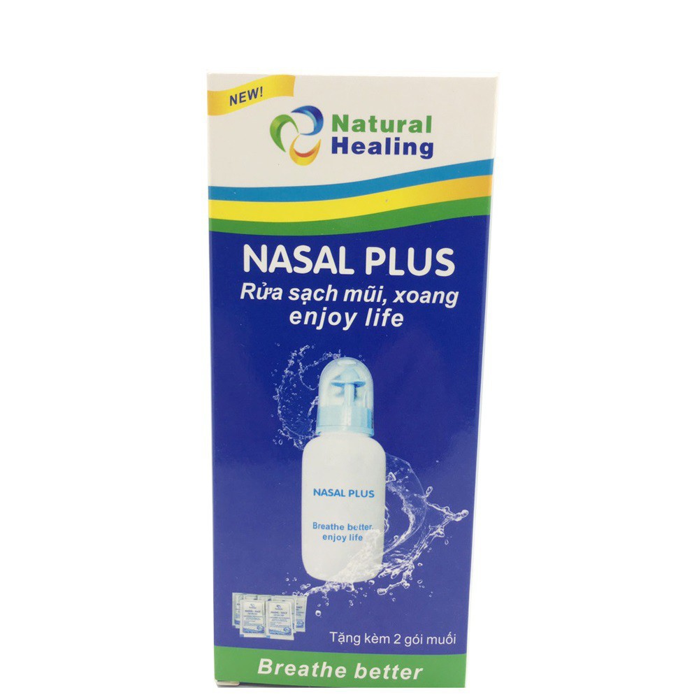 Bình rửa mũi cao cấp Nasal Plus Tặng kèm 02 gói muối biển