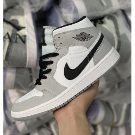 [Sập Giá] Giày sneaker Jordan 1 grey/white đủ size nam nữ. Giày Jd1 xám vạch đen cao