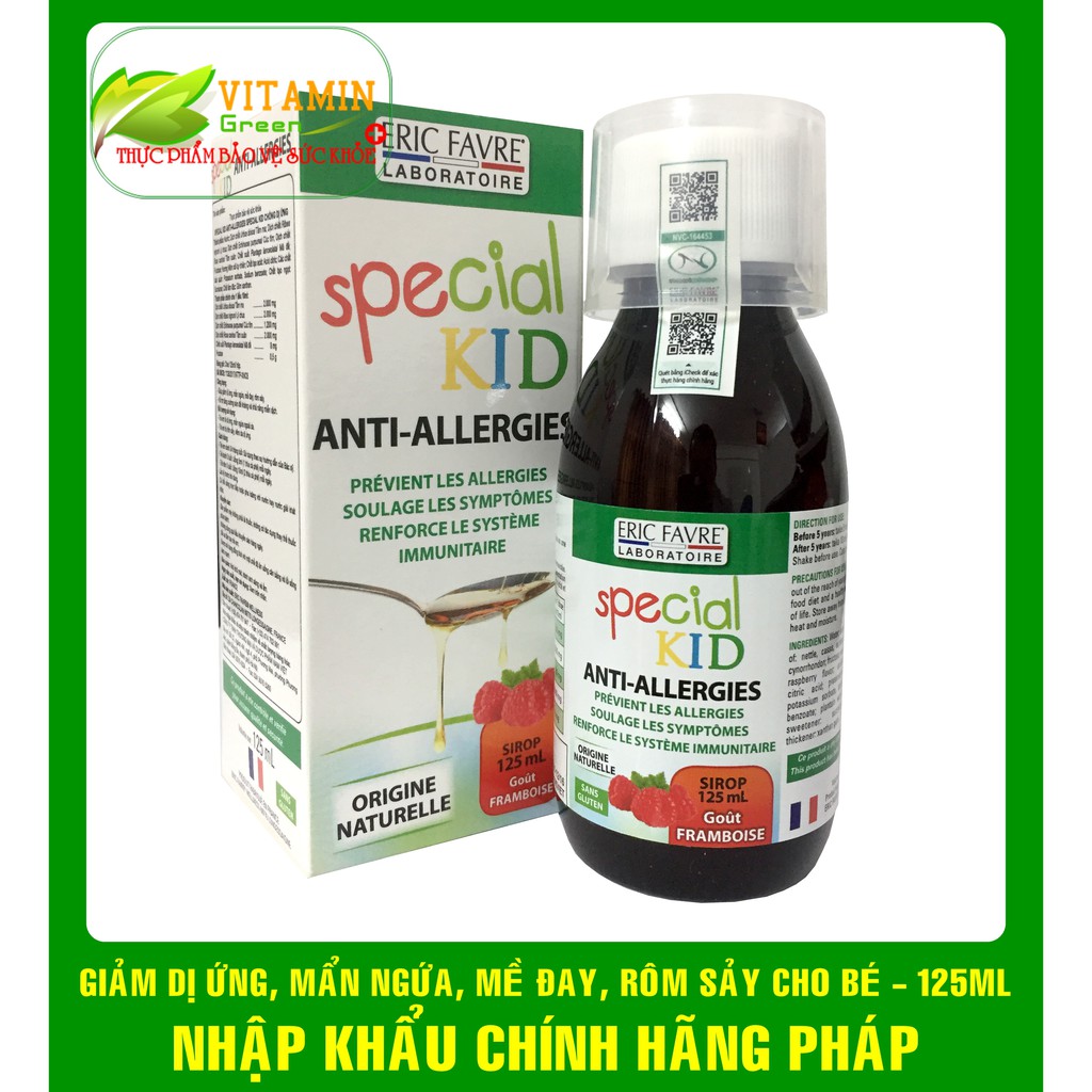 SPECIAL KID ANTI-ALLERGIES GIÚP GIẢM DỊ ỨNG, MỀ ĐAY, RÔM SẢY CHO BÉ 125 ml | NHẬP KHẨU CHÍNH HÃNG PHÁP