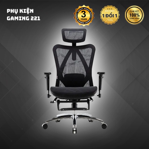 Ghế Lưới Xoay Công Thái Học Ergonomic - Sihoo M57B Black Màu Đen / Màu Xám - Có Kê Chân - Bảo Hành Chính Hãng 36 tháng