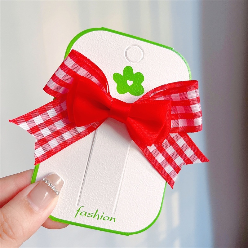 1 Kẹp Tóc Nơ Đỏ Dễ Thương Cho Bé Gái
