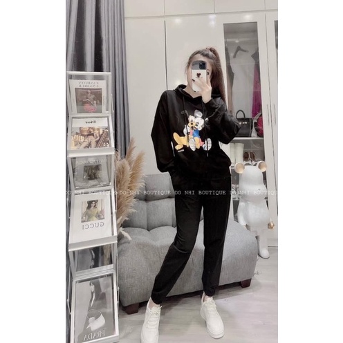 (Ảnh thật) Bộ quần áo nỉ 2 chuột mickey đen siêu xinh đẹp