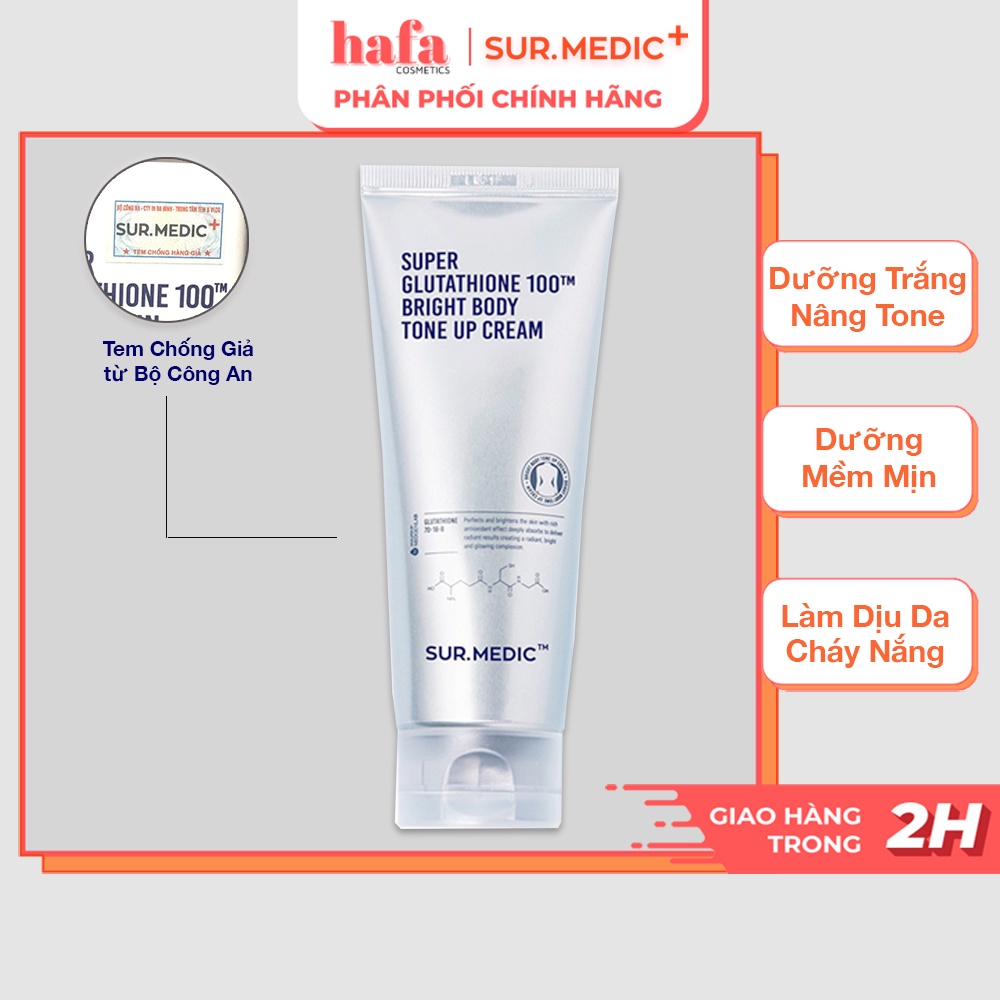 Kem Dưỡng Trắng Da Toàn Thân Sur.medic Super Glutathione 100TM Bright Body Tone Up Cream 150ml